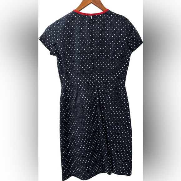 Classic Brooks Brothers Navy/ White Polka Dot dress with red trim! - Picture 2 of 3
